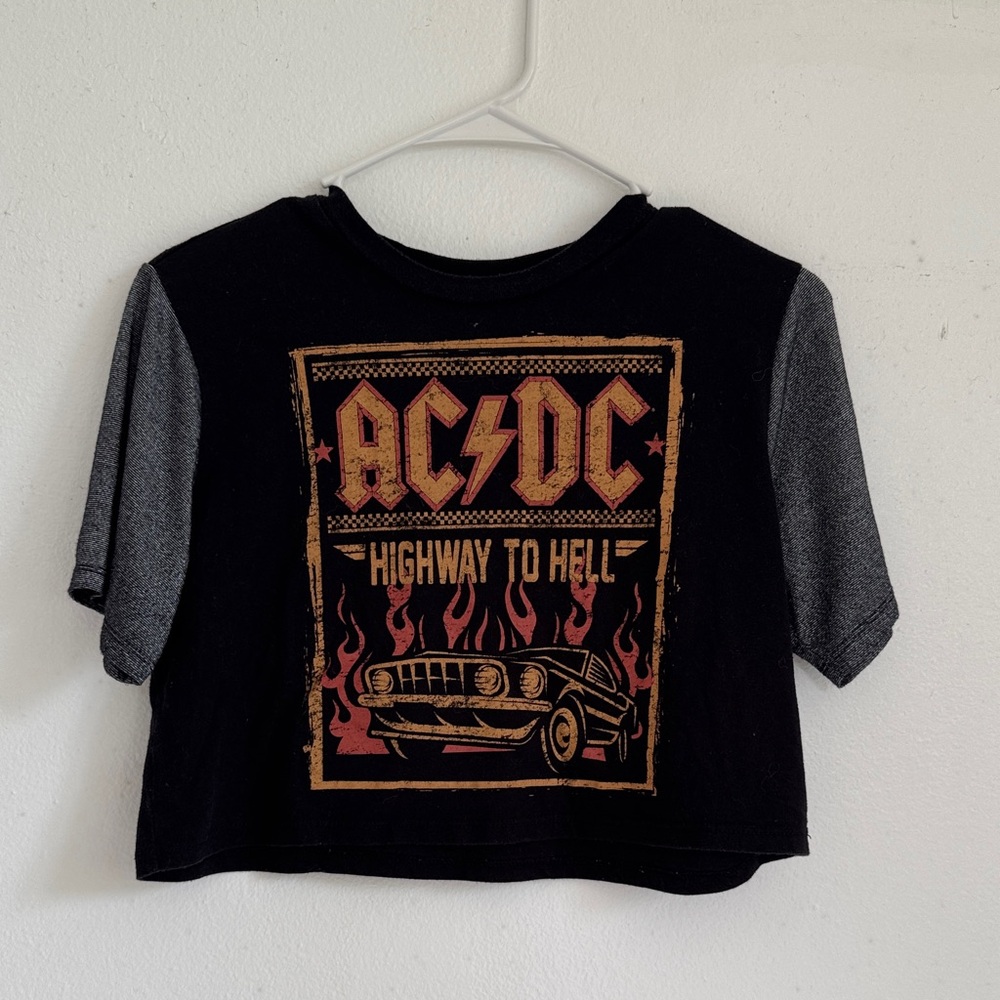 AC/DC Black and Gray Kids Tee with Vintage Car Design